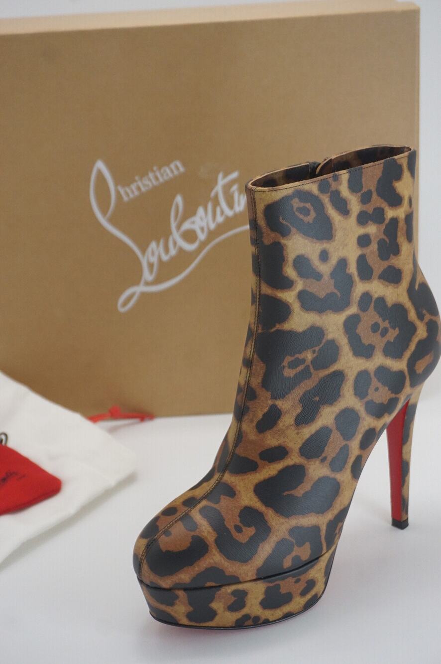 Christian Louboutin Bianca Bootie Size 35.5 NIB $1295 Leopard 120MM Platform
